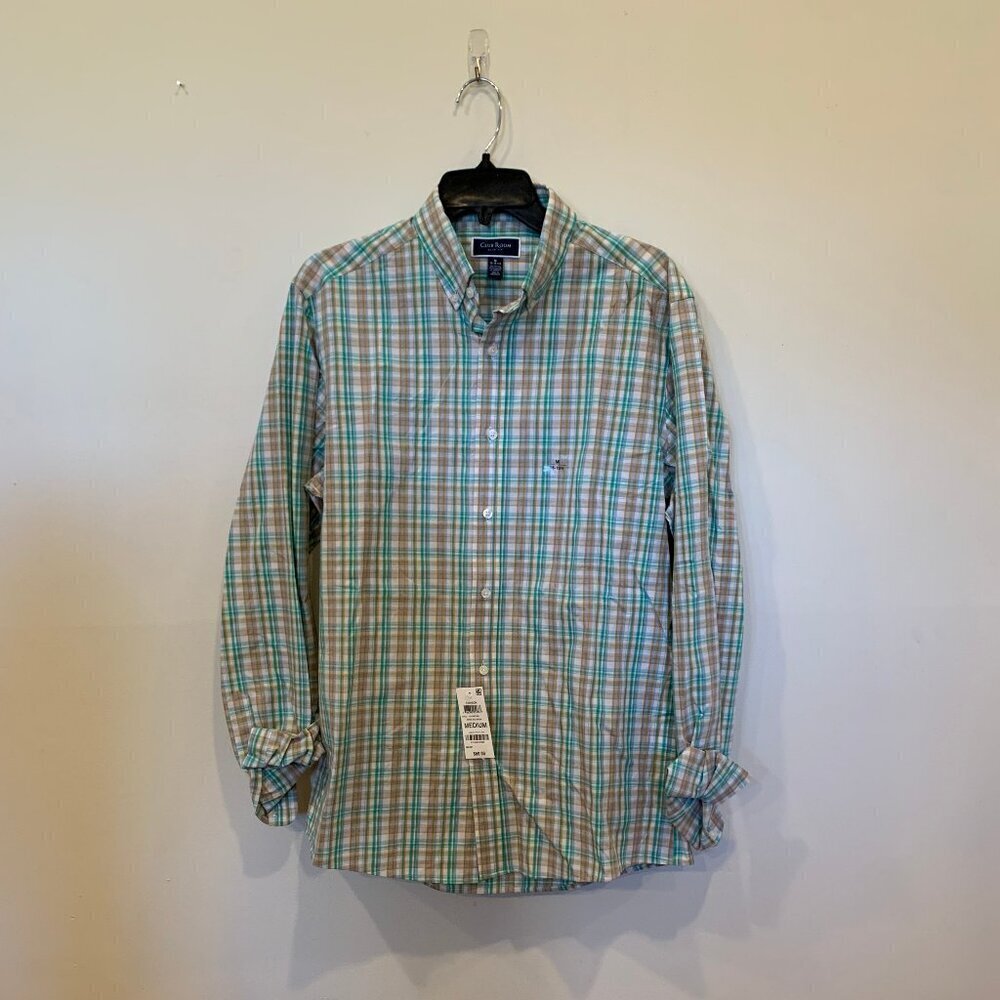 Men’s Club Room Tech Woven Button Down Shirt NWT Size M - B